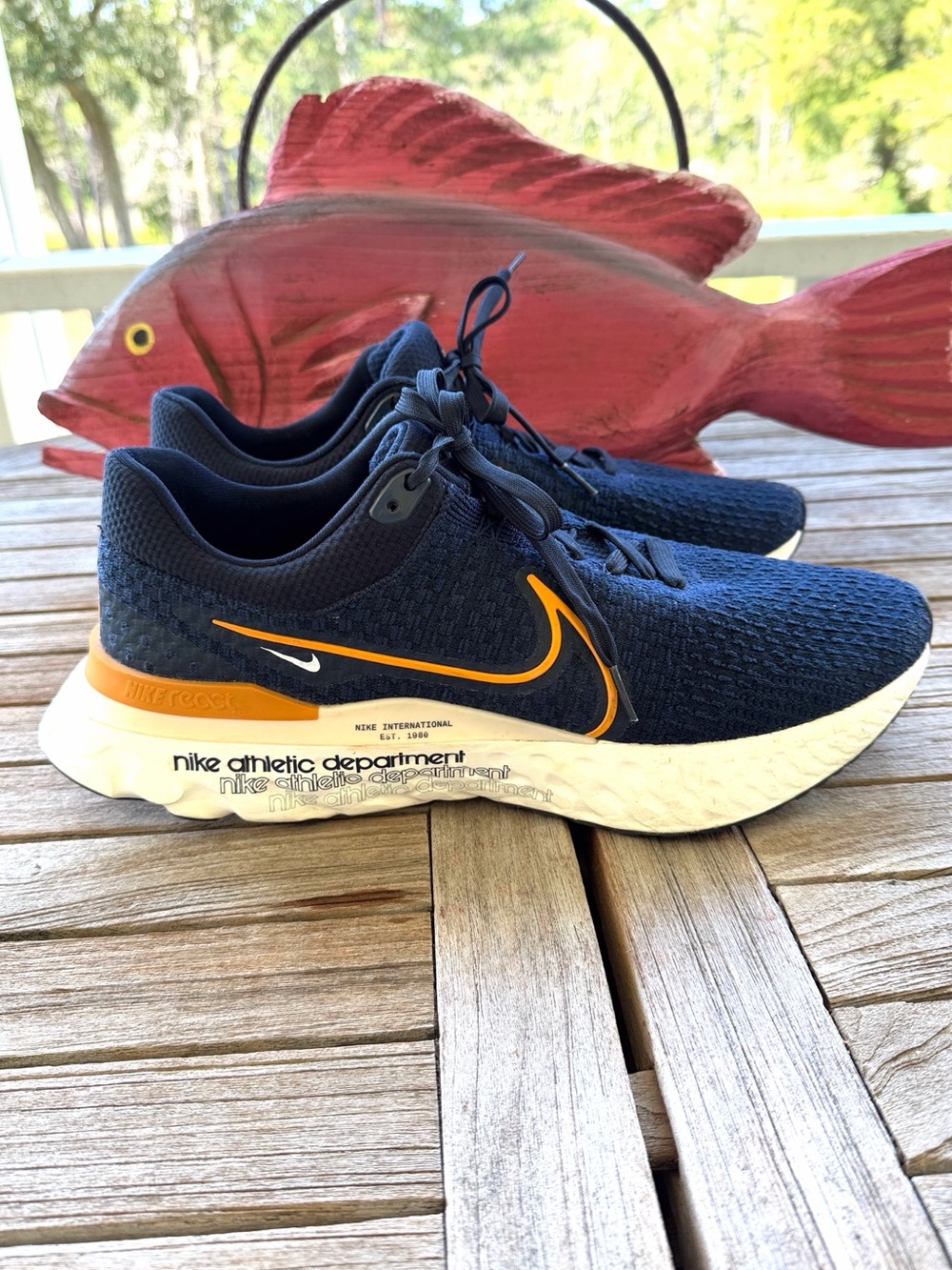 Nike React Infinity Run Flyknit 3 Premium Men's 13 Navy Orange Athletic Dept